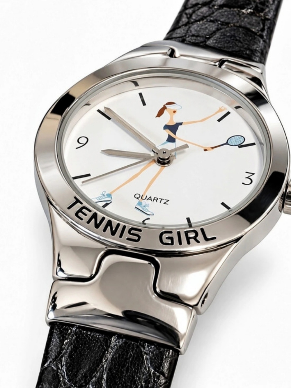 The Girls Tennis Girl Watch in Black & Silver Like New - Picture 2 of 8
